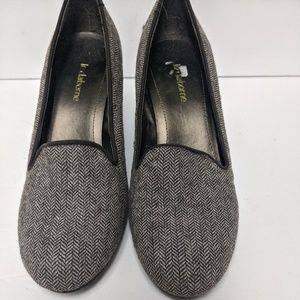 Size 8.5 Liz Claiborne Brown Block Heels Herringbone Design Business Fabric